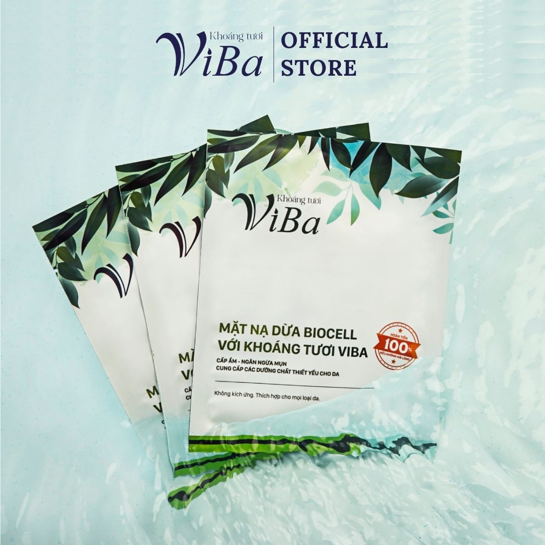 Mặt nạ biocell viba mặt nạ dừa biocell với khoáng tươi viba dưỡng da cấp ẩm cân bằng ph cung cấp lợi khuẩn cho da ẩm mượt sáng khỏe