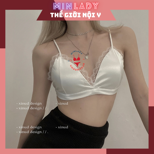 Áo Bra 2 dây, áo bra nữ Minlady chất lụa phi bóng kiểu dáng sexy sang chảnh BS01