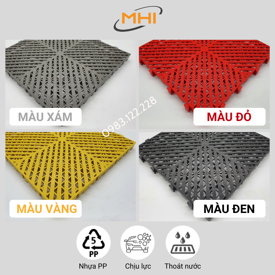 COMBO 6 Tấm lát sàn gara ô tô ,Tấm nhựa PP trải sàn, lót sàn rửa xe/ trung tâm chăm sóc xe ô tô