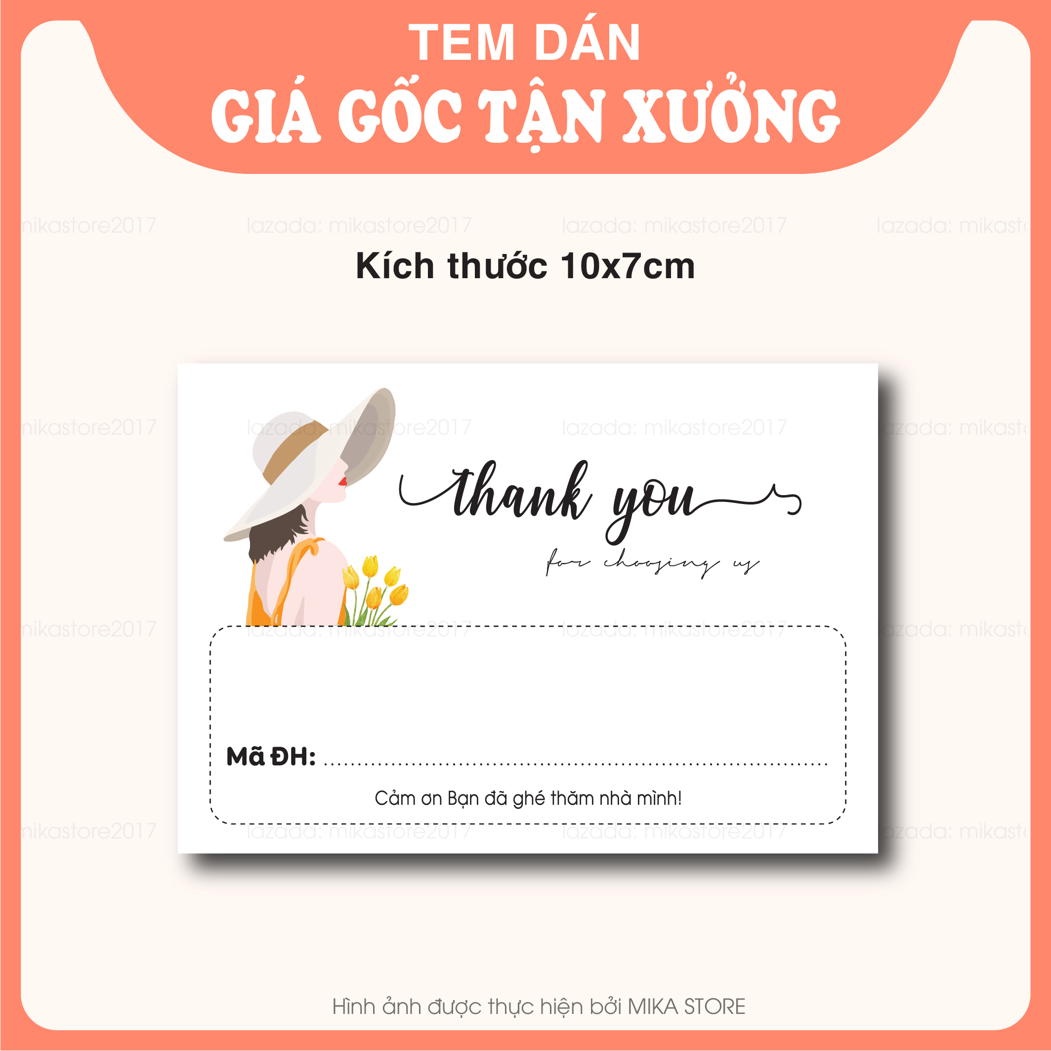 Tem dán thank you, tem dán cảm ơn, tem dán ghi mã - mika store
