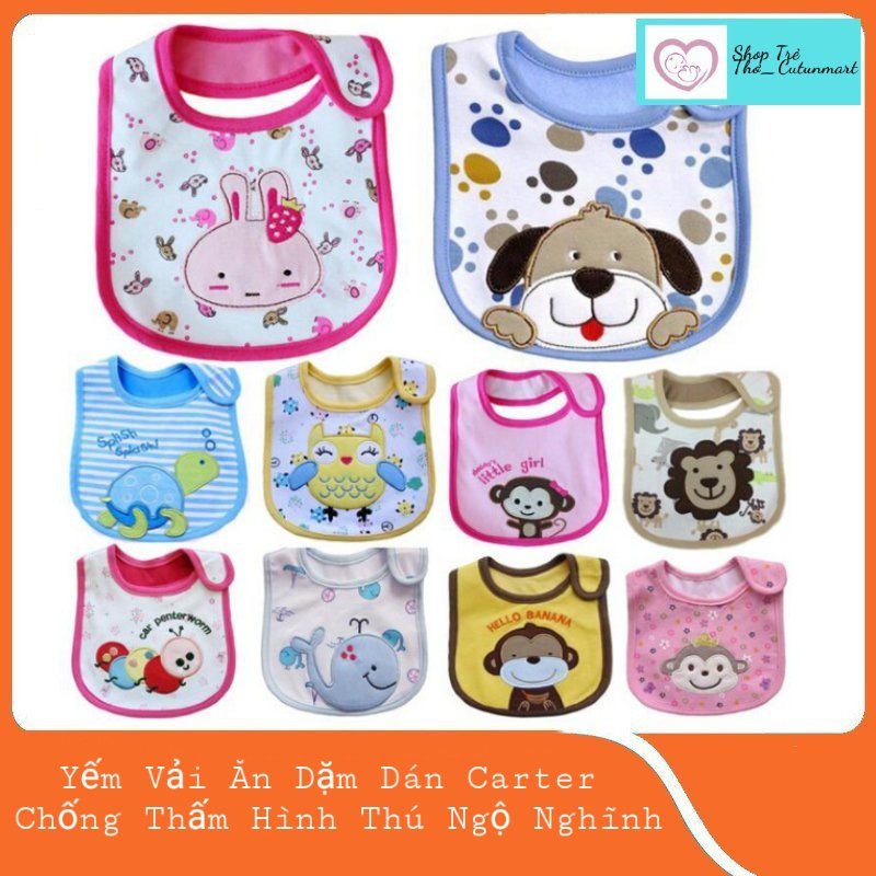 Yếm vải cho bé ăn dặm chống thấm, Yếm vải dán catter