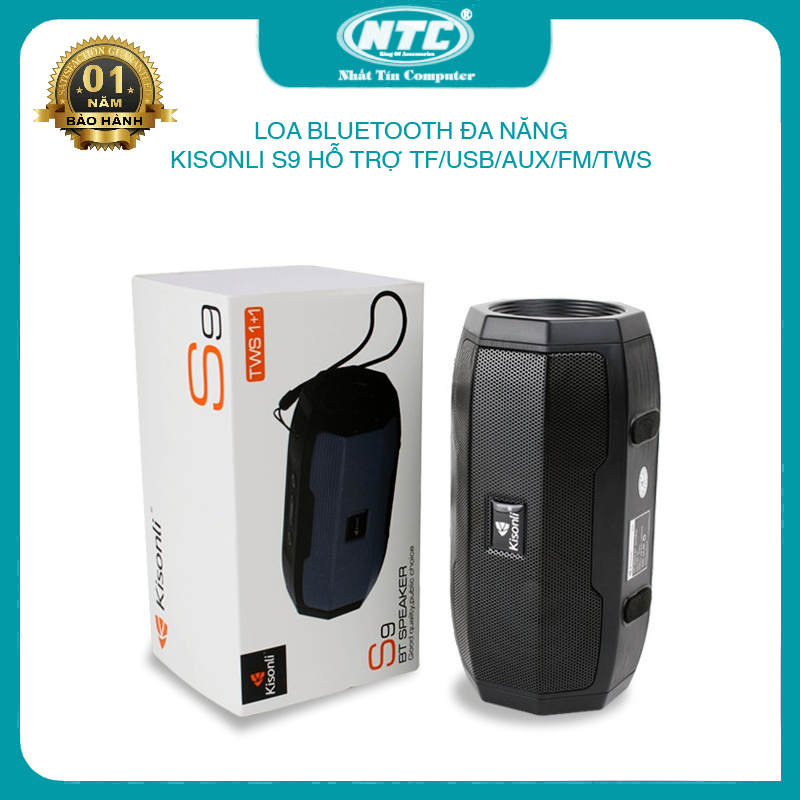 [DUY NHẤT 15.04 - NHẬP MÃ LAZSOCIALSALE1503 GIẢM 15% CHO ĐƠN 250K] Loa bluetooth Kisonli S9 hỗ trợ nghe USB/TF/FM/AUX/TWS - dùng pin rời 18650 tiện lợi (Nhiều màu) Nhất Tín Computer