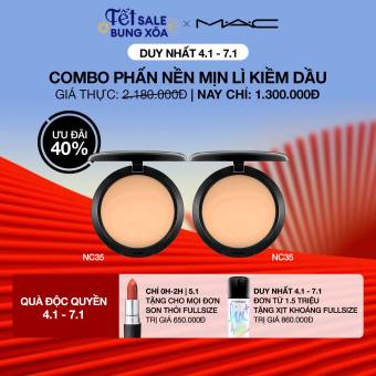 MAC - Bộ 2 món: Phấn nền phủ dạng nén 2 trong 1 với độ che phủ hoàn hảo và bền màu đến 12 giờ MAC Studio Fix Powder Plus Foundation 15g x2 (Giá thực 2.180.000vnd)