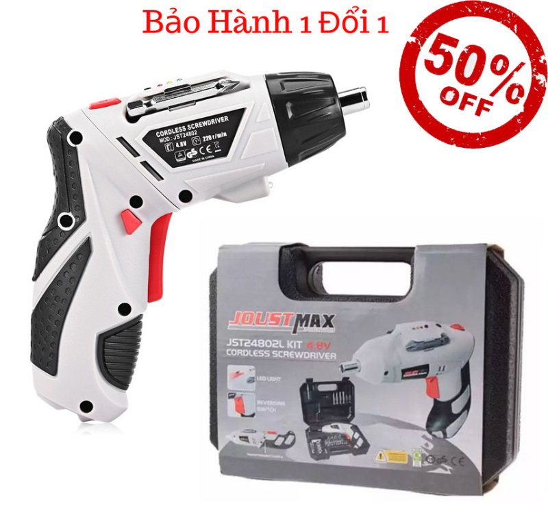 Máy khoan pin cầm tay chính hãng joust max 45 món tiện dụng kèm hộp đựng máy khoan, vặn ốc cầm tay sạc chính hãng