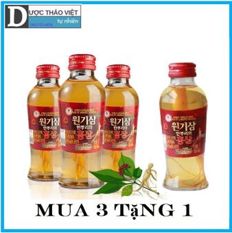 Mua 3 Tặng 1: Combo 4 Chai Nước Uống Cao Cấp Hồng Sâm Won Ky Sam Có Củ Hàn Quốc 120ml/chai.