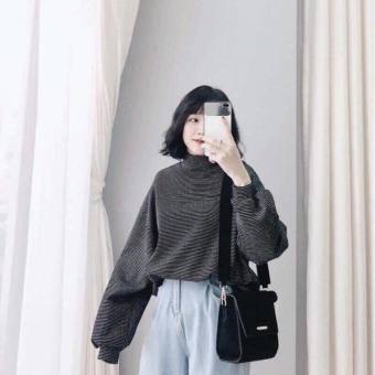 Áo nỉ kẻ cổ lọ tay bom HT12