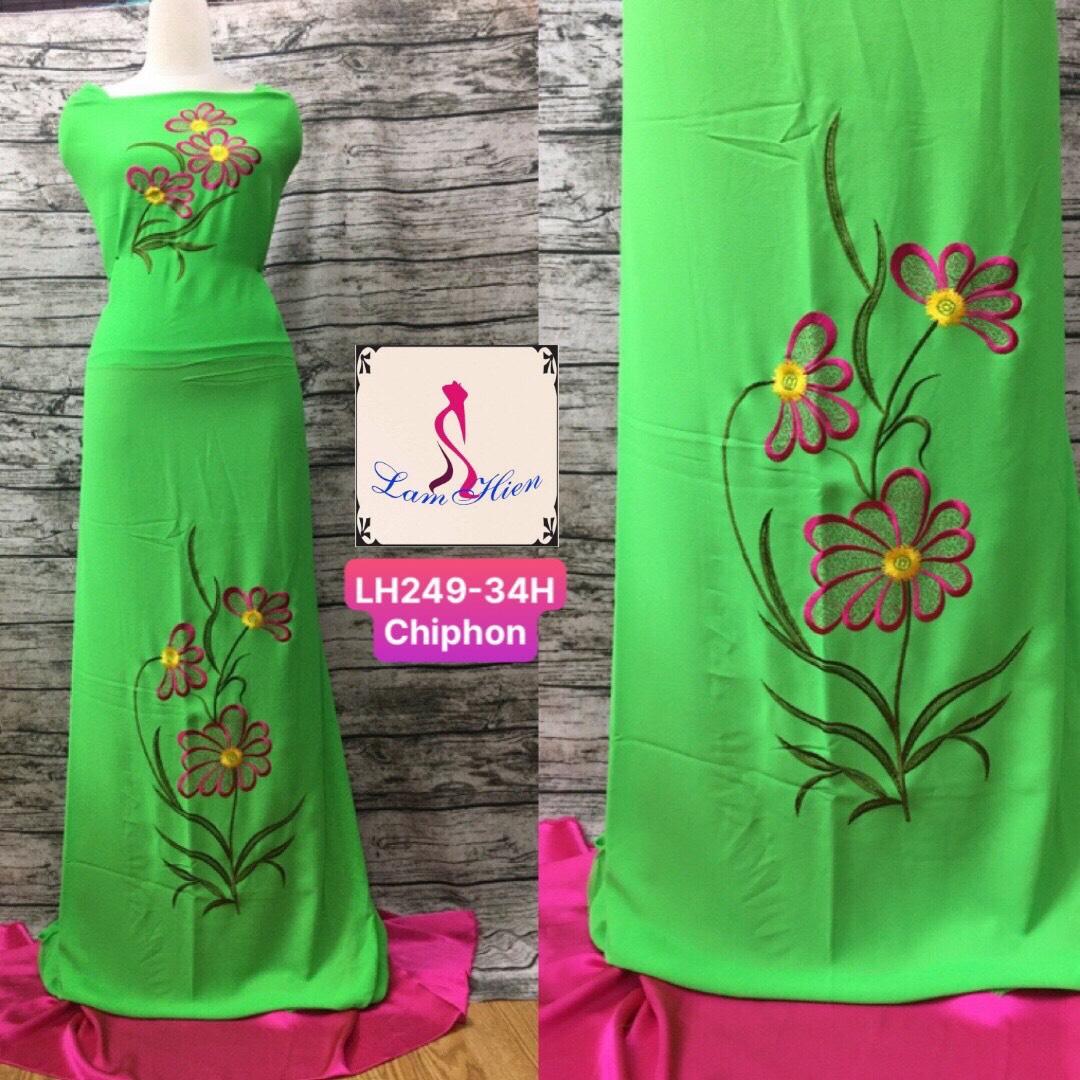 Vải may áo dài bông thêu modell LH249