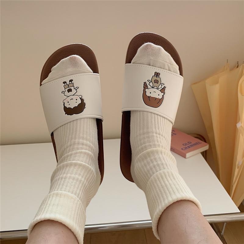Dép nữ bánh mì cute, dép quai ngang bánh mì hình chàng trai cô gái, đế cao 2cm - SAKISHOP