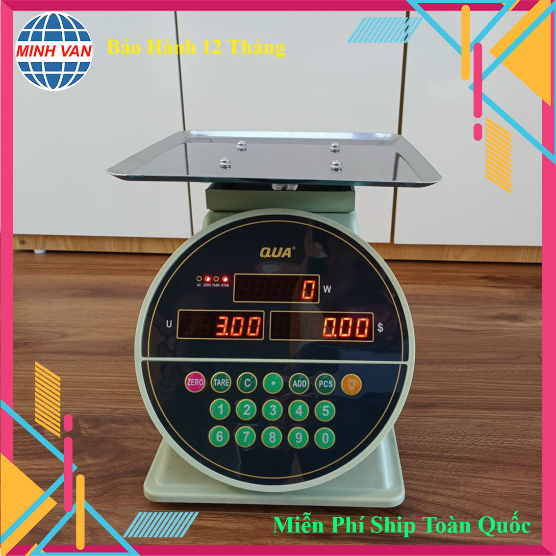Cân điện tử tính tiền 30kg-60kg qua q1 chống nước - bảo hành 1 năm