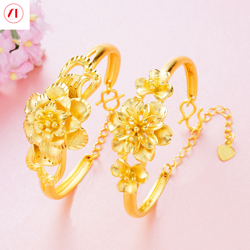  XT Jewellery Vòng Tay Hoa Lớn 24K Hàn Quốc Thời Trang Nữ Mạ Vàng Nguyên Bản 916 
