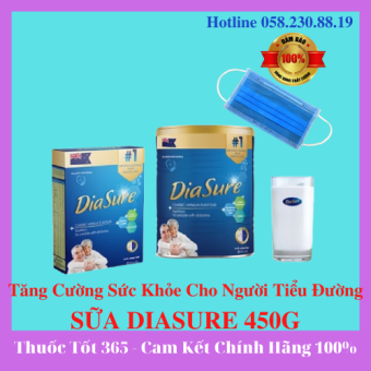 Sữa Diasure 450g[Tặng kèm khẩu trang] Sữa non tiểu đường Diasure 18 gói nhỏ tiện lợi- Đông Y VN- YY1