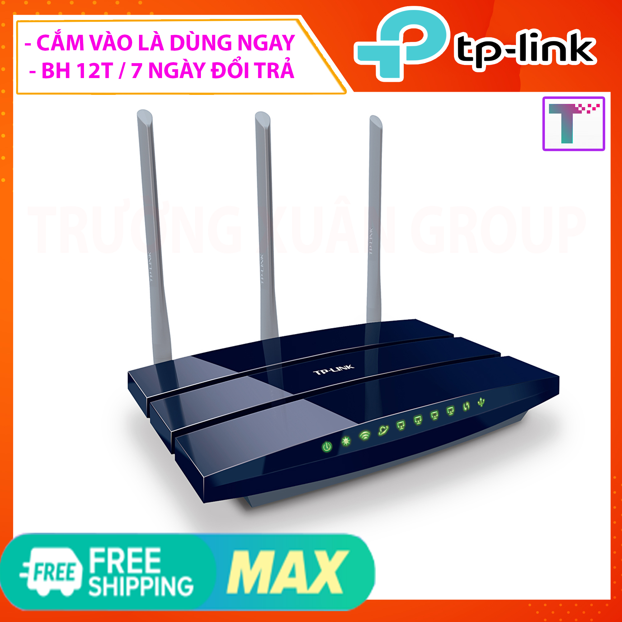 Bộ phát wifi, cục phát wifi, router wifi TP-LINK 3 Râu xuyên tường cài đặt sãn, cắm vào là dùng được ngay - BH 12 Tháng