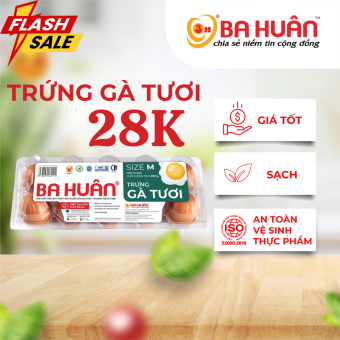 SALE CHỈ 28K - [Giao HCM] Trứng gà tươi Ba Huân Vỉ 10 quả - Date mới - Trứng gà công nghiệp