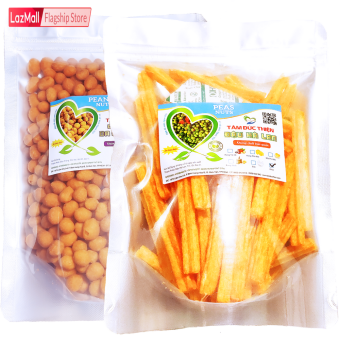 Combo 2 Túi: Đậu Phộng Da Cá Phô Mai 500GR và Túi Bánh Khoai Tây Phô Mai Que Đậu Hà Lan 205GR Tâm Đức Thiện Thực Phẩm Đóng Gói Đóng Hộp Ăn Liền Đồ Ăn Vặt Lazada bánh kẹo quà Tết