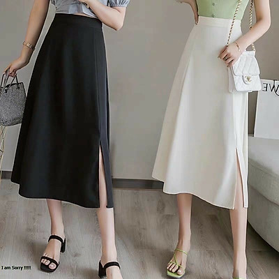 Chân váy chữ A Dài xẻ cạnh Madela, váy chữ A dài xẻ cạnh thanh lịch