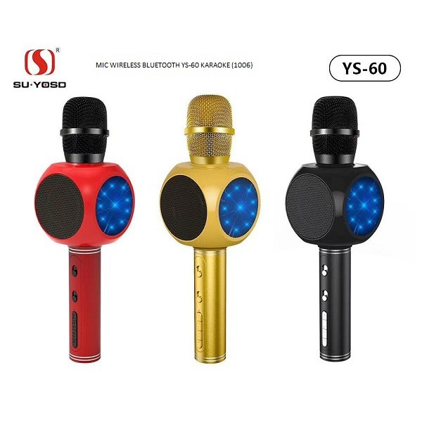 Micro karaoke bluetooth không dây YS60, mic karaoke gia đình, micro hát karaoke cầm tay 3 in 1 kiêm loa, micro mini, thu âm cực đỉnh