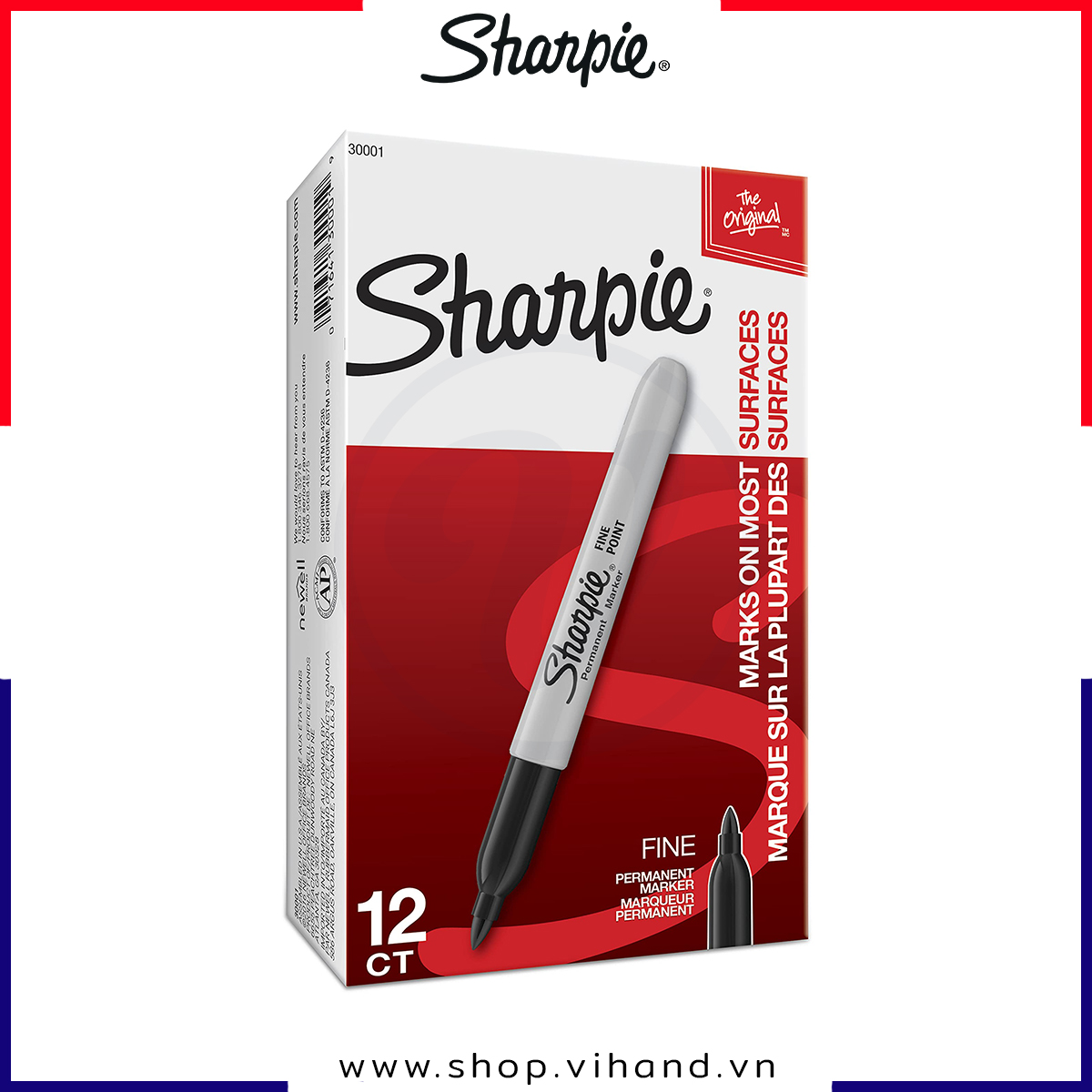 [HCM]Hộp 12 cây bút lông dầu vẽ trên mọi chất liệu Sharpie Fine Point - Đen (Black)