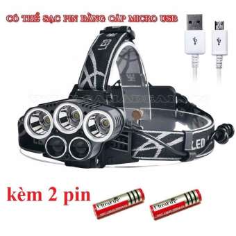 Đèn Pin đội đầu siêu sáng đi đêm 5 bóng Led