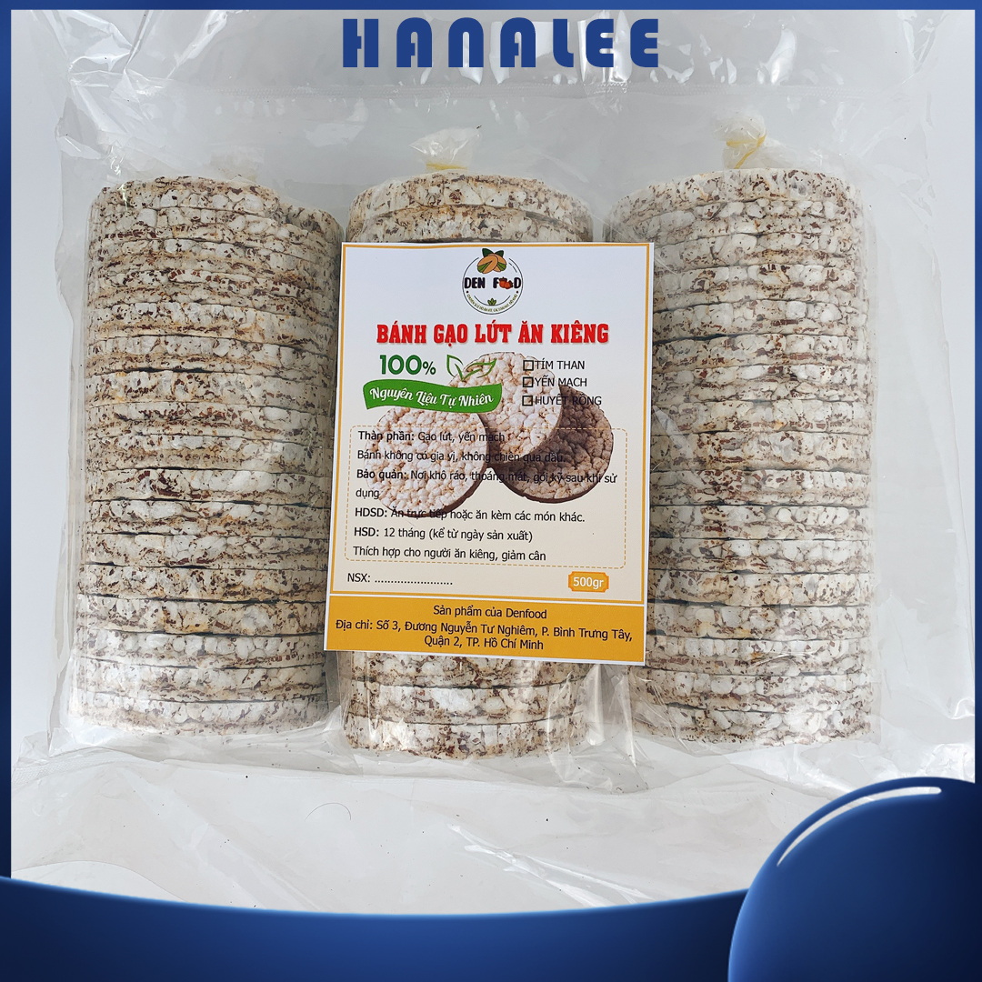 Bánh gạo lứt ăn kiêng HANALEE, bánh gạo lức nguyên hạt 500gr