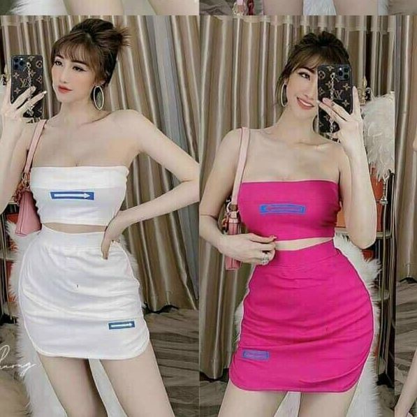 Set váy thun ôm body, áo thun nữ, áo ống nữ, váy thun ôm, váy nữ ôm body, set váy nữ bodycon quyến rũ, set váy mặc đi chơi, đi tiệc sexy - mtb
