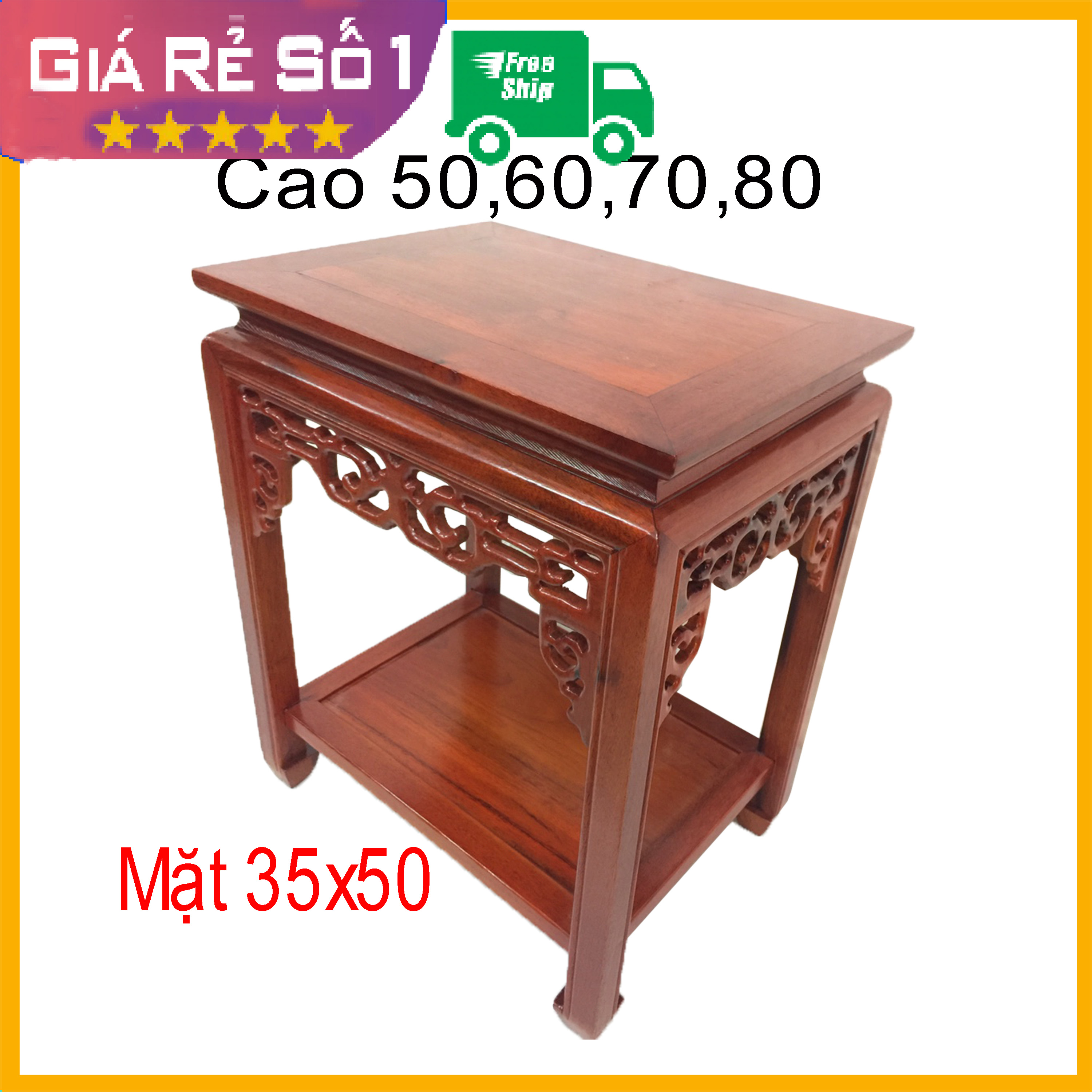 Đế chữ nhật kiểu chiện kê phong thủy gỗ giác mặt 35x50