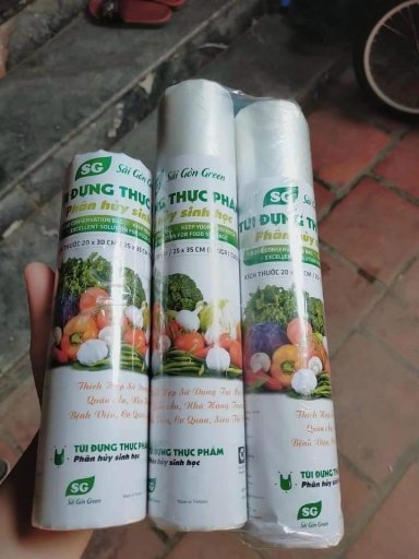 Set 3 cuộn túi đựng thực phẩm tự phân hủy sinh học SG Green 750gr
