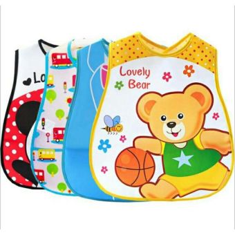 Combo 3 yếm nhựa ăn dặm có máng cho bé