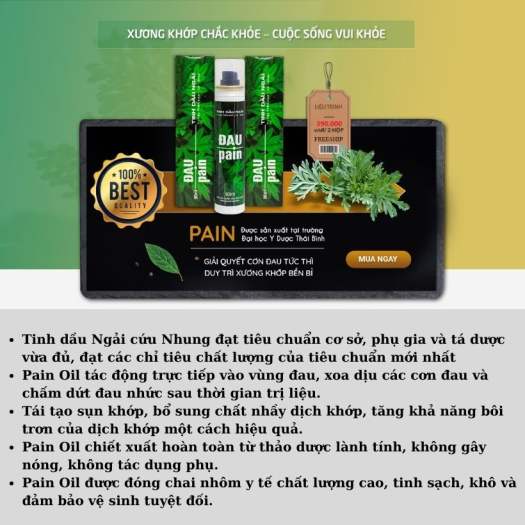 Dầu xoa bóp xương khớp giảm đau tức thì dung tích 90ml,Tinh dầu ngãi cứu Pain Oil Mộc Can