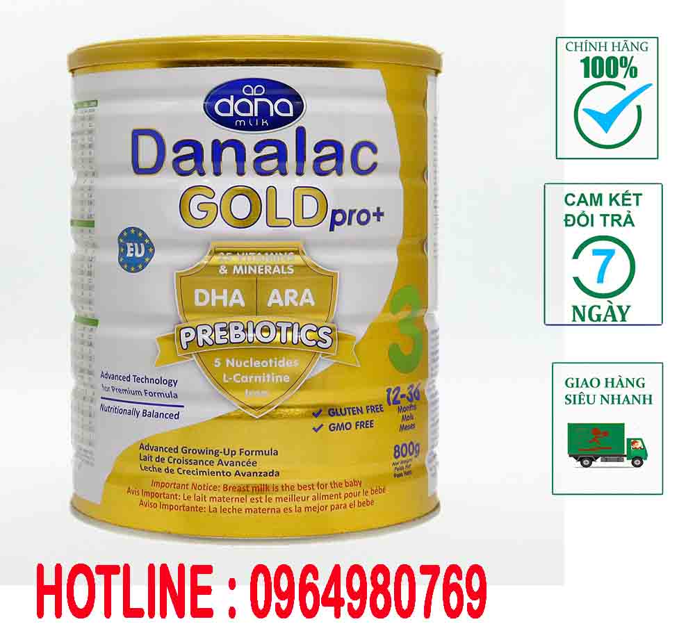 Sữa Danalac Gold Pro+ số 3 800g 1-3 tuổi