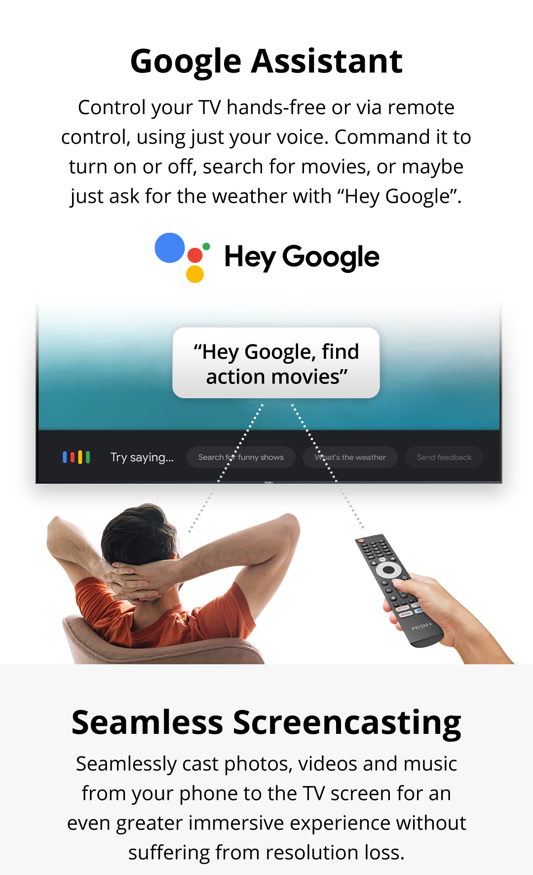 PRISM+ S40 DLED | Google TV | 40 pollici | Quantum Colors | Google Playstore | HDR10 | Dolby Vision | Dolby Atmos [Consegna in 5-7 giorni lavorativi]