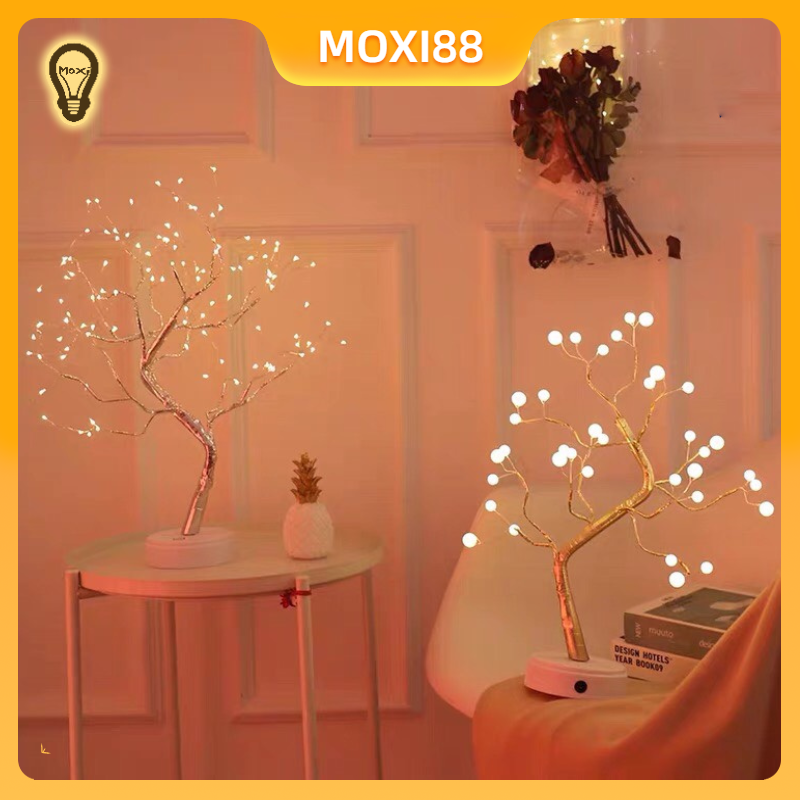 [HCM]Đèn Led Hình Cây Để Bàn Dùng Pin Hoặc USB Cho Phòng Khách Quán Coffee Quầy Thu Ngân Trang Trí Nội Thất Gồm 36 Và 108 Bông