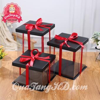 Hộp mica trong suốt đựng bánh kem sinh nhật, đựng quà tết HD Gift siêu đẹp loại vuông