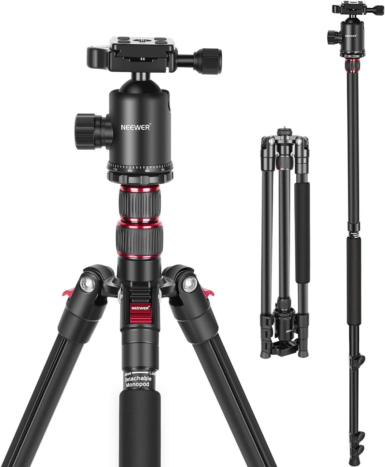 neewer tripod monopod with rotatable center column