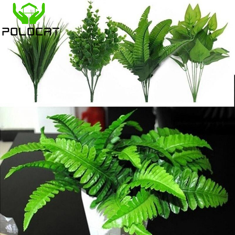 Cành lá nhân tạo polocat, cây mô phỏng bạch đàn, bó hoa lớn bằng nhựa trang trí nhà cửa, cây mô phỏng màu xanh lá cây, phong cách hơn
