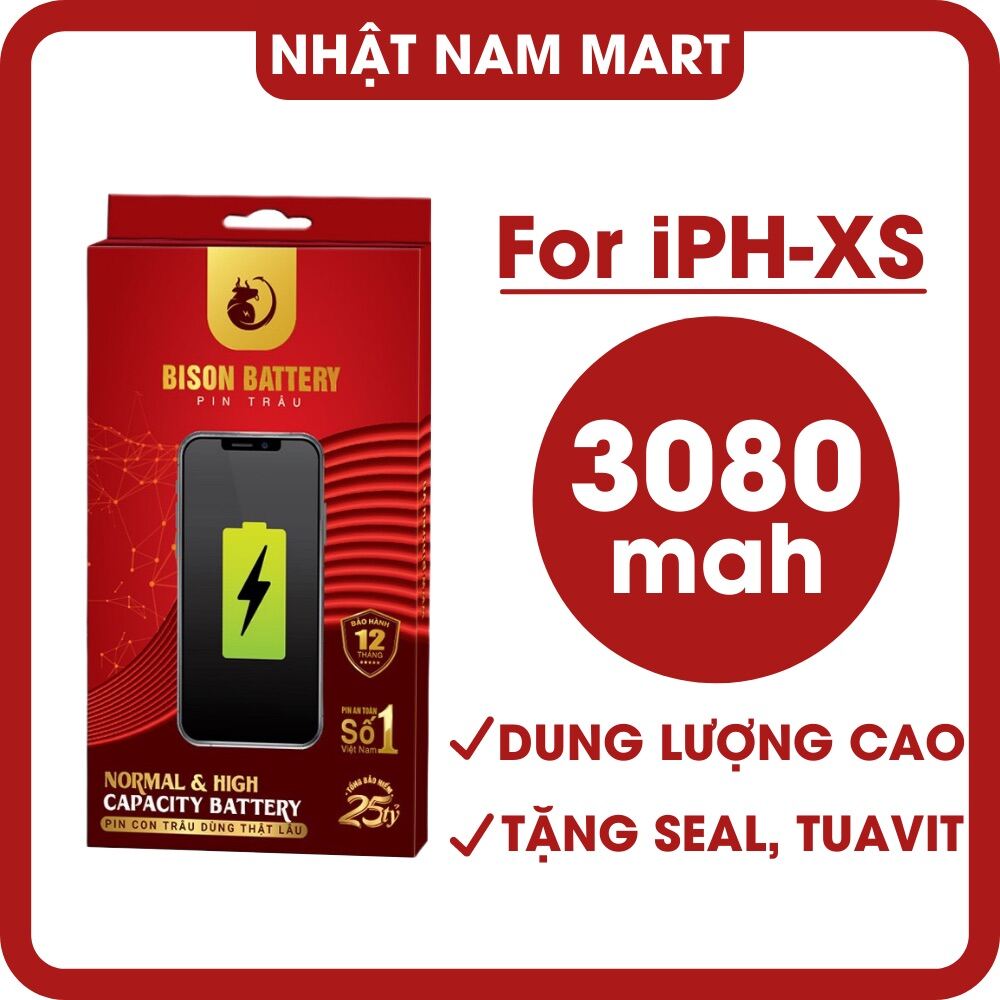 Pin Bison dung lượng cao Xs , dung lượng 3080mah, hàng chính hãng, bảo hành lỗi 1 đổi 1