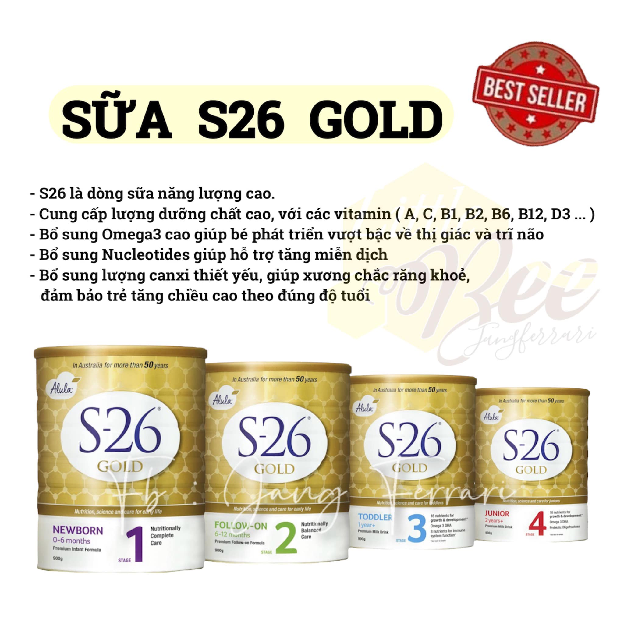 Sữa s26 số 1,2,3,4 gold 900g