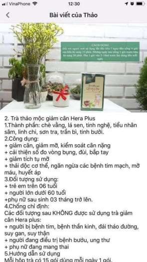 Trà thảo mộc giảm cân HERA PLUS dạng viên