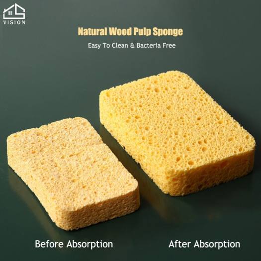Miếng Bọt Biển Cotton Dạng Bột Gỗ Tầm Nhìn Miếng Bọt Biển Lau Rửa Chén Miếng Bọt Biển Lau Ma Thuật Nồi Lau Nhà Bếp Dụng Cụ Khử Nhiễm Và Thấm Nước Vải Làm Sạch