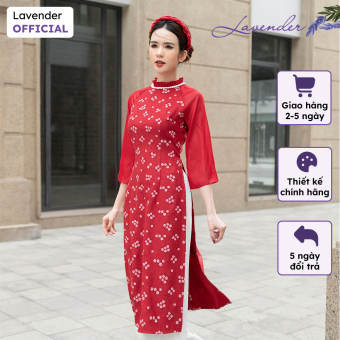 Áo dài cách tân nữ LAVENDER vải hoa cổ nhún tay lỡ AD2403