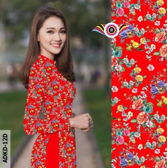 Bộ áo dài hoa nhí đỏ CH1