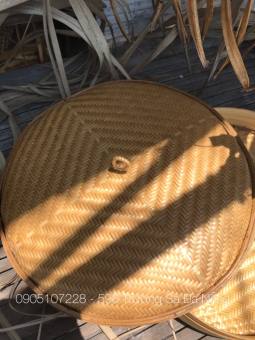 Hộp Đựng Đồ Đa Năng I Khay Đựng Bánh Mứt  Có Nắp Đậy Chất Liệu Tre Cao Cấp Đan Tay Thủ Công Kích Thước: D24*H8cm