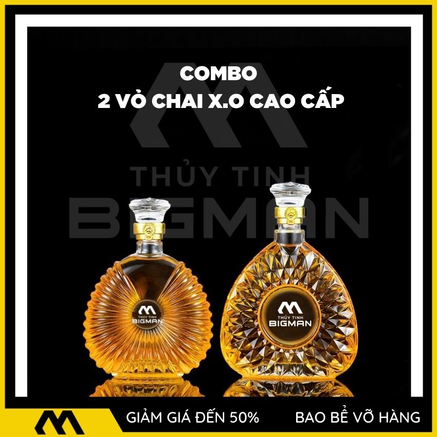 Vỏ Chai XO Cao Cấp kiểu dáng vỏ chai r.ượu ngoại nắp thủy tinh đặt đúc nguyên khối sang trọng tiếp đãi khách CB-M3509 - BIGMANSTORE