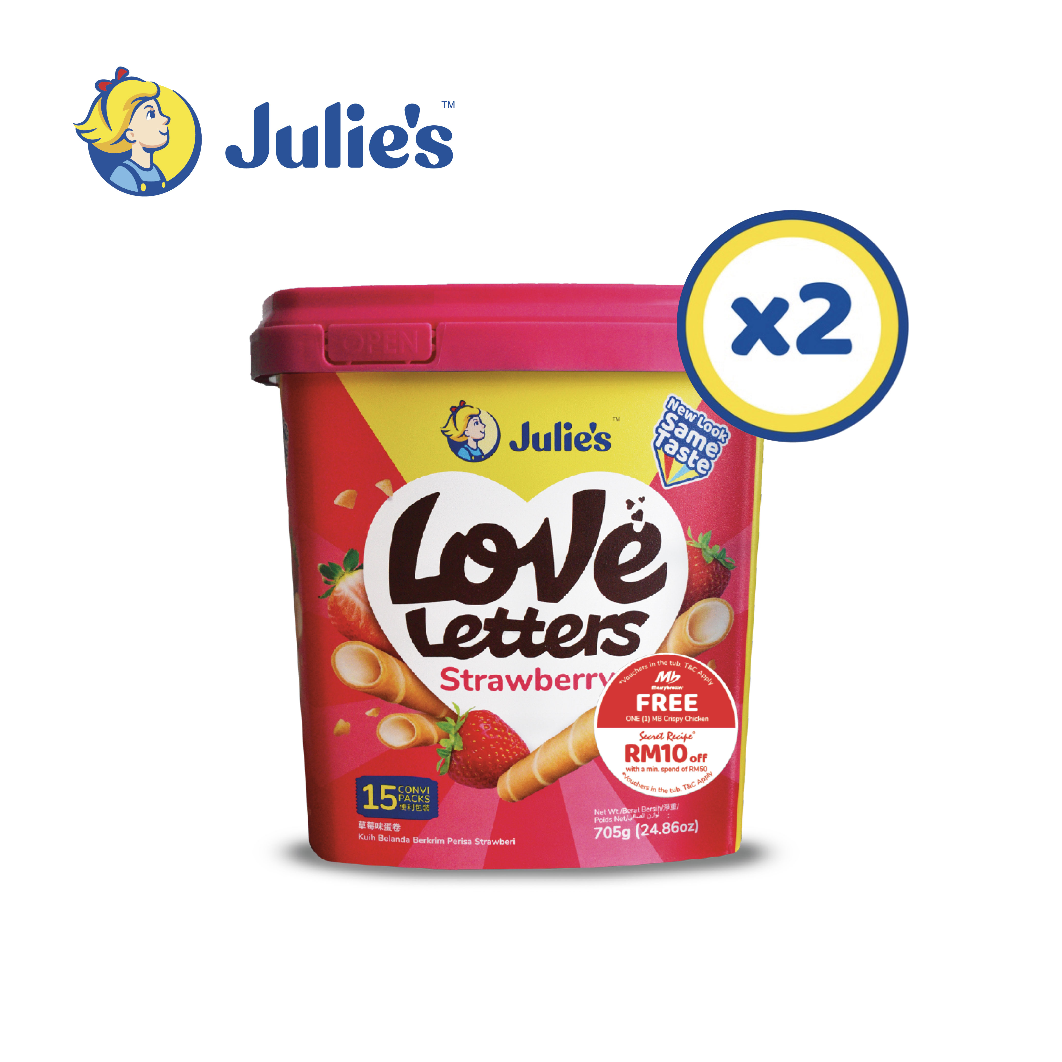 Julie's Love Letters Strawberry 705g x 2 tubs