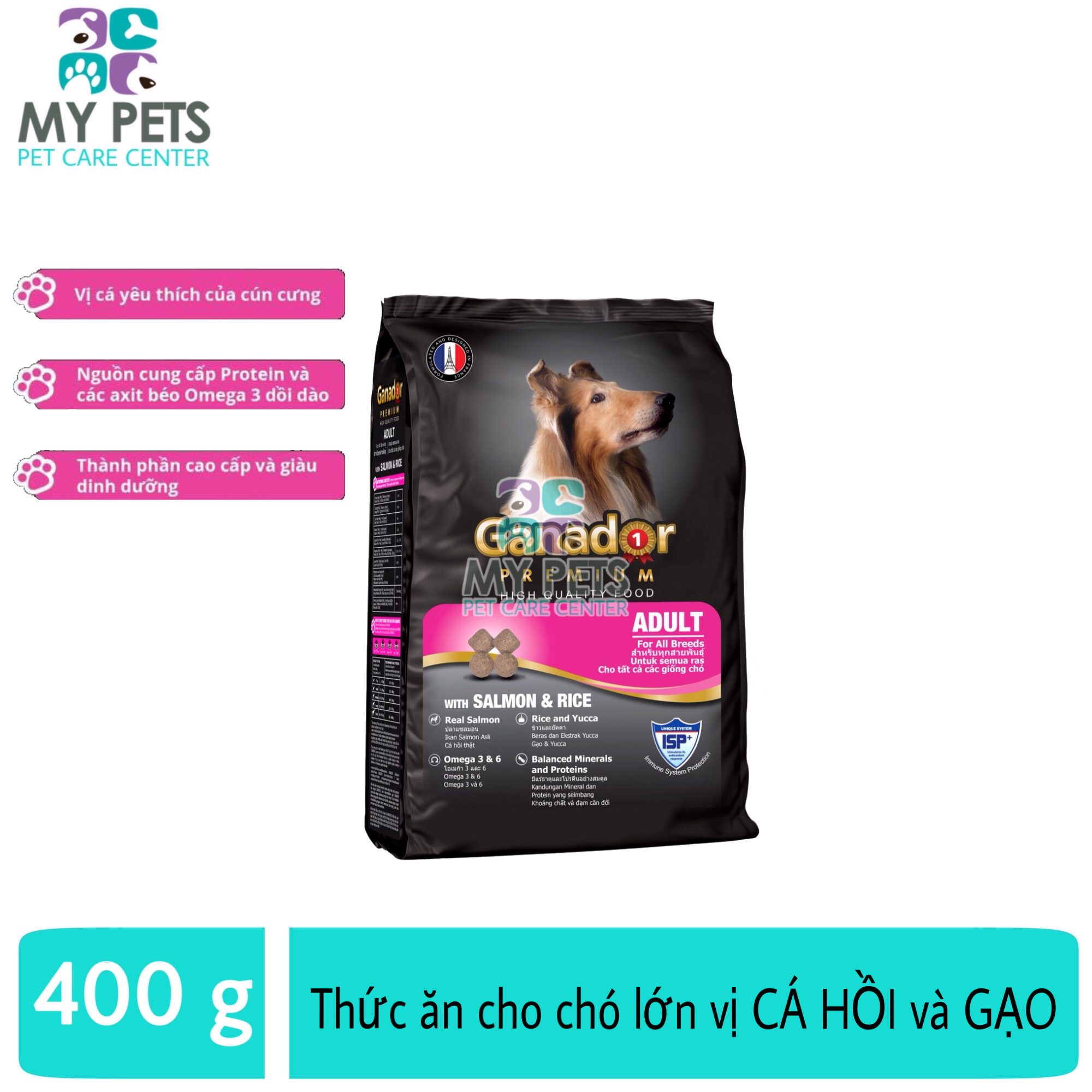 Thức ăn cho chó trưởng thành vị Cá Hồi và Gạo - Ganador Adult Salmon & Rice 400g