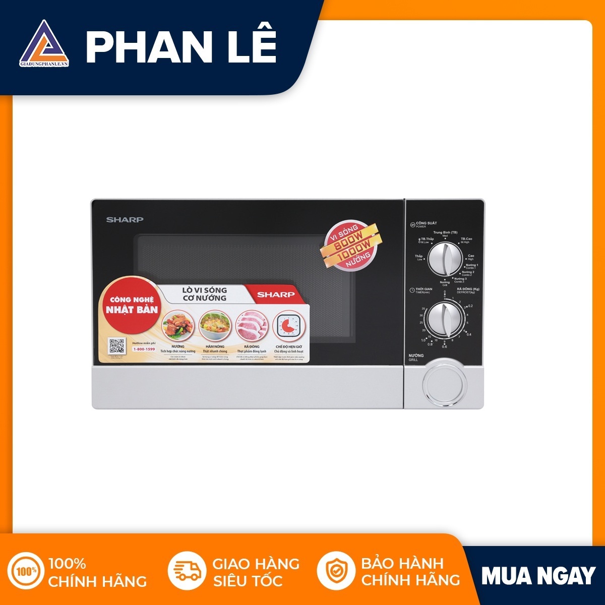Lò vi sóng sharp r-g302vn-s 23 lít
