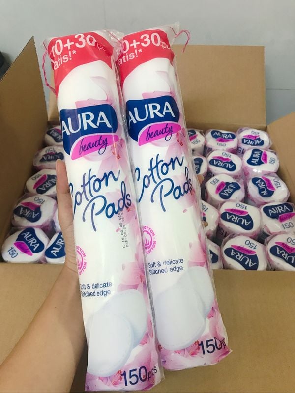 Combo 2 Bông tẩy trang Aura 150 miếng