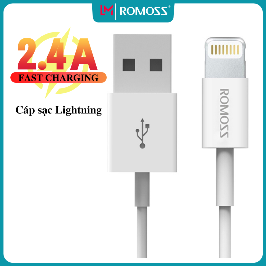Cáp sạc nhanh Romoss, cáp sạc nhanh CB12 dây dài 1m