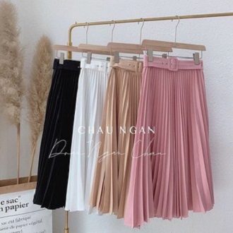 Chân váy xếp ly kèm đai đủ màu