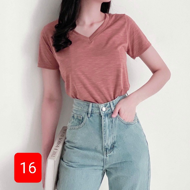 Áo thun xược cotton nữ cổ tim
