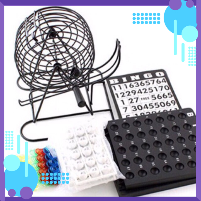 Bộ cờ loto - lồng bingo lồng săt - lồng quay loto loại lớn 75 số - lồng quay xổ số, lồng cầu quay số loto - đồ chơi gia đình